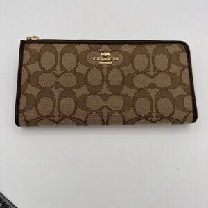 New COACH Clutch Wallet, Canvas, CML All-over Pattern, Women's, F73527 Brown C